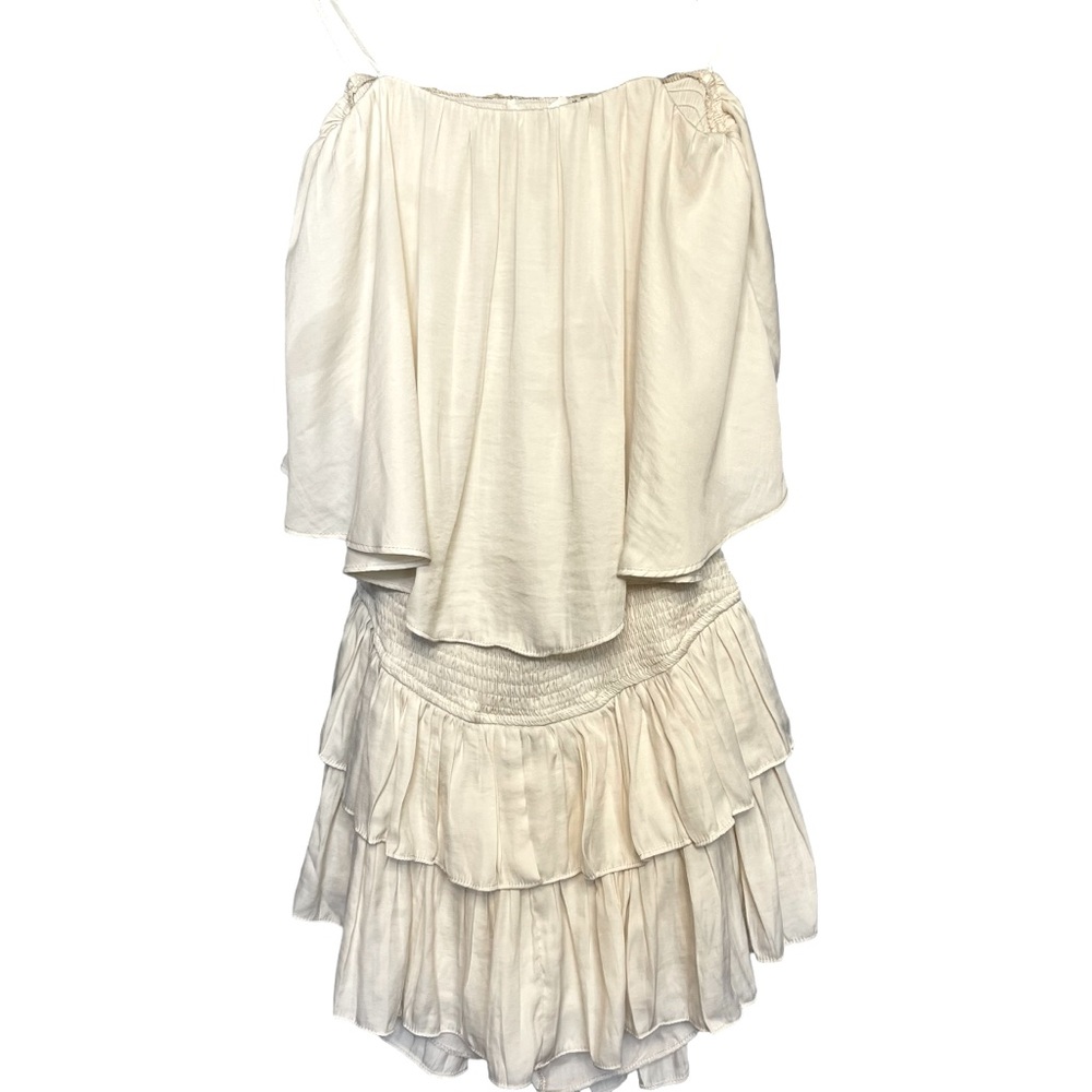 Layered tiered ruffle strapless Dress M